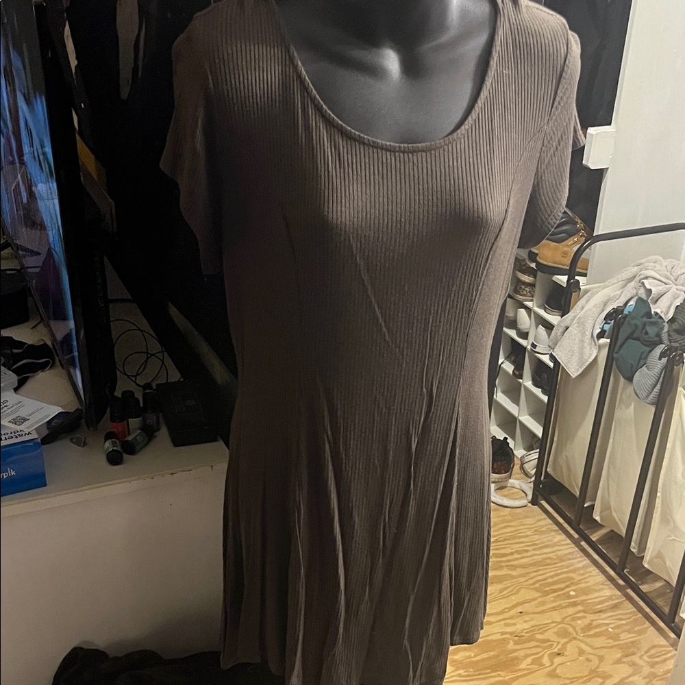 Charlotte Russe Army Green Ribbed Mini Dress